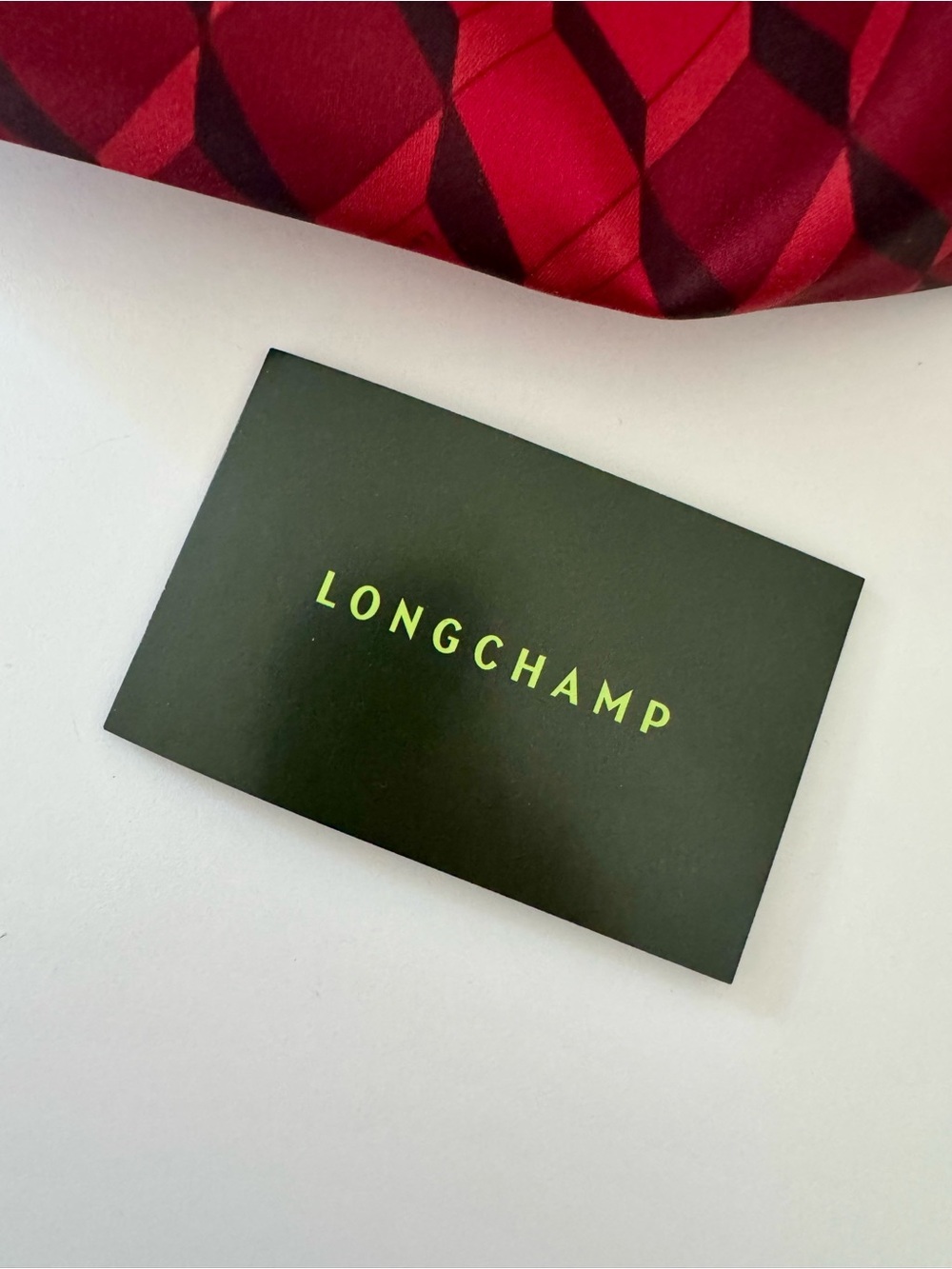 Longchamp - Le Pliage Red Black Geometric Cosmetic Pouch - Picture 9 of 9